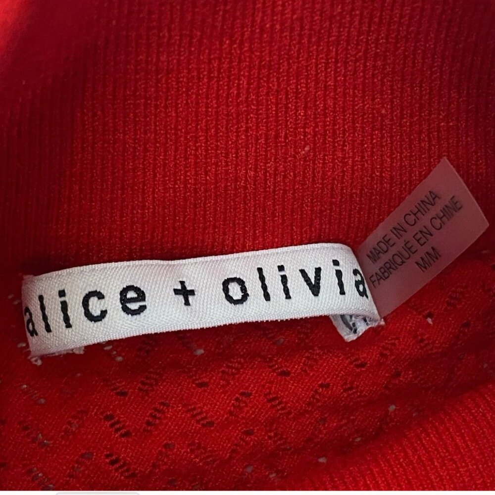 Alice + Olivia EUC Red Short Sleeve Mockneck Sweater - Picture 8 of 10